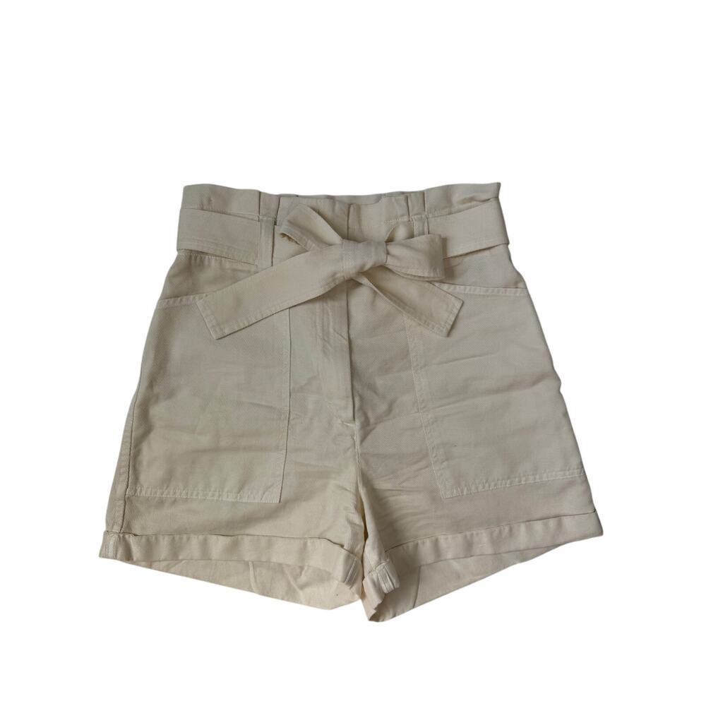 ALC Ivory Davidson High Rise Belted Paperbag Shorts Linen Blend Women's Size 2